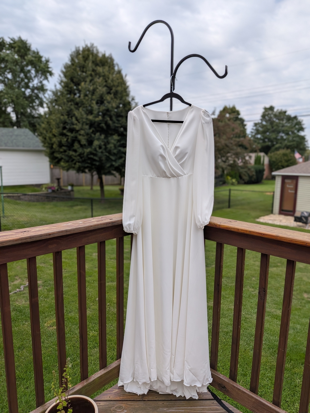 Elegant White Flowy Crepe Boho Wedding Dress